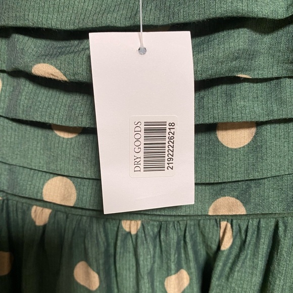 🌿 Blu Pepper Green Polka Dot Mini Dress 🌿 NWT Size M | Cottagecore Puff Sleeve - Picture 2 of 10